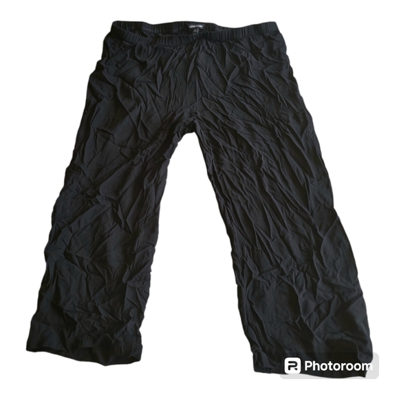 Eileen Fisher Straight Crop Silk High Rise Black Georgette Crepe Pants - Picture 2 of 5